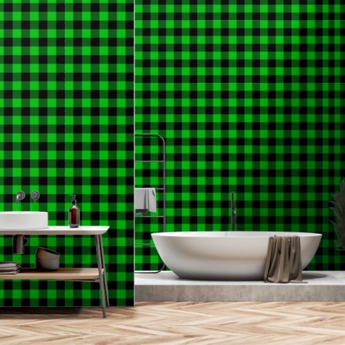 Black and Green Plaid Checked Wallpaper