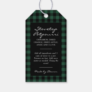 Black and Green Plaid Simmer Pot Kit Gift Tags