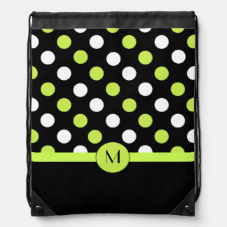 Black and Green Polka Dot Monogram Backpack