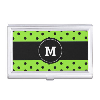 Black and Green Polka Dots Business Card Case