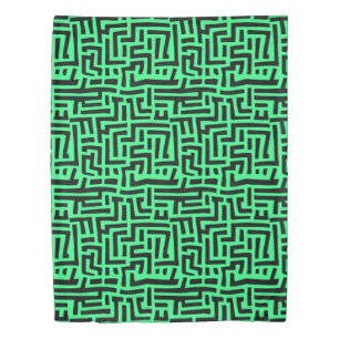 Black And Green Pop Art Maze Pattern Duvet Cover