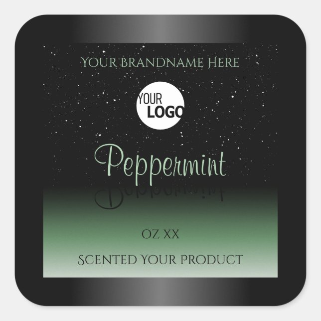 Black and Green Product Labels Soft Glitter Logo (Front)