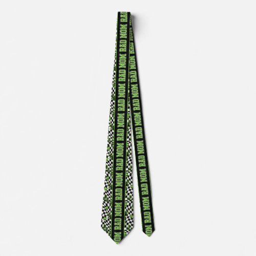 Black and Green Rad Mom small skulls Neck Tie