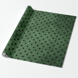 Black and Green Rustic Polka Dot Print Wrapping Paper
