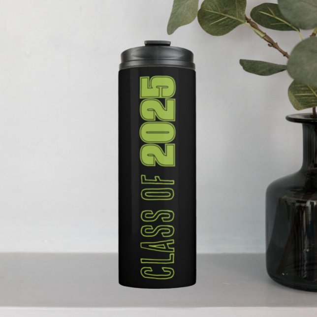 Black and Green School Colors Class Year Thermal Tumbler (In Situ)