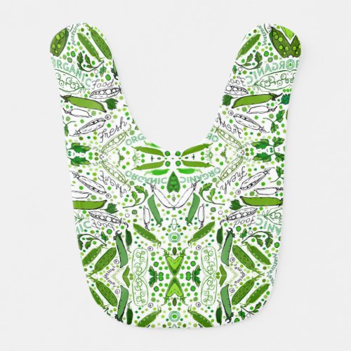 Black and green seamless pattern in white baby bib