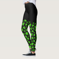 Black and Green Shamrock Pattern St. Patrick's Day Leggings