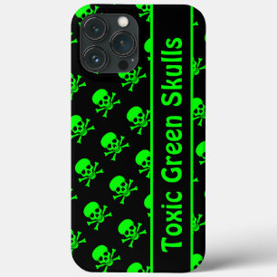 Black and Green Skull Pattern Case w/ Custom Text