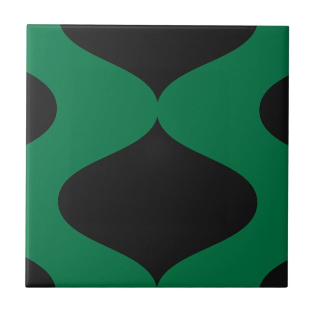 Black and Green Smooch Ceramic Tile (Front)