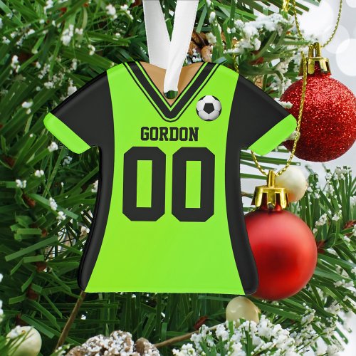 Black and Green Soccer Jersey Ornament