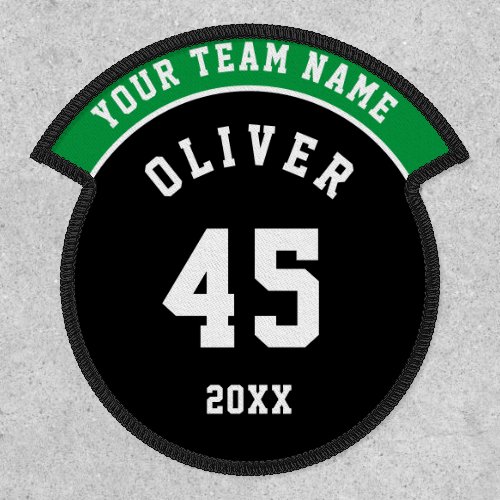 Black and Green Sports Player Team Name Number Patch