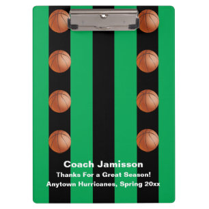 Black and Green Stripe, Basketball Coach, Name,  Clipboard