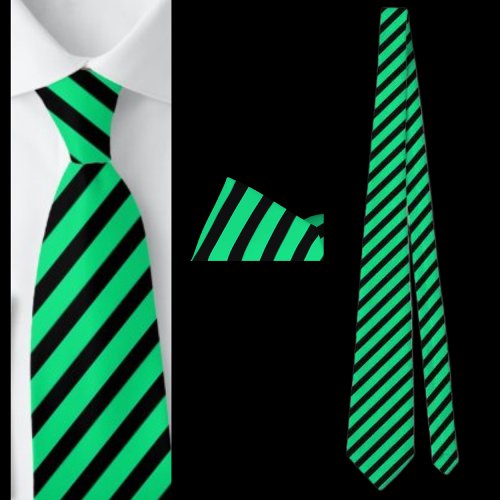 Black And Green Striped Abstract Pattern Neck Tie