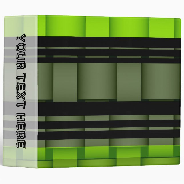 Black and green stripes retro graphic design 2 3 ring binder (Front/Spine)