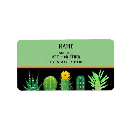 Black And Green Succulent Plants Address Label