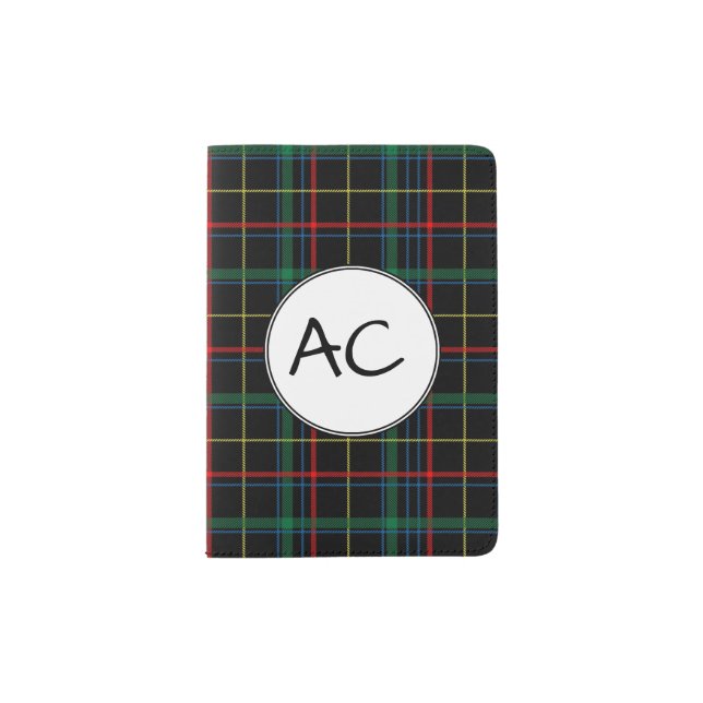 Black and green tartan passport holder (Front)
