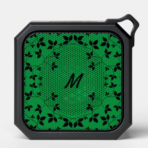 Black and Green Vines with Monogram Initial Bluetooth Speaker