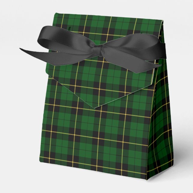Black and Green Wallace Clan Hunting Tartan Favor Boxes (Front Side)