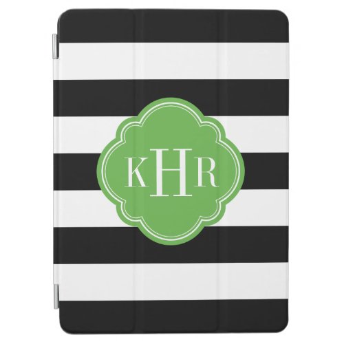 Black and Green Wide Stripes Monogram iPad Air Cover