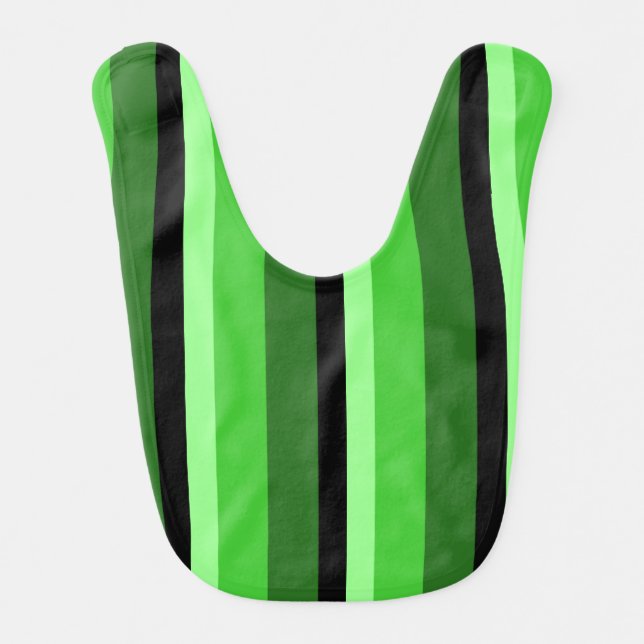 Black and Greens Stripes  Baby Bib (Front)