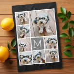 Black and Grey 8 Photo Collage classic monogram Kitchen Towel<br><div class="desc">Use square instagram or selfie photos for this design. Use eight square photos to create a photo grid with a personal monogram. A funky design with different size photos and a solid background. Or keep the hipster puppy and make a trendy keepsake. If you need to adjust the pictures, click...</div>