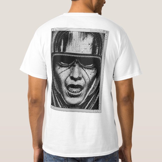 Black and Grey 90s Retro Pixel Pilot T-Shirt (Back)