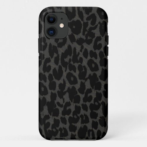 Black and grey animal print fur skin of leopard iPhone 11 case