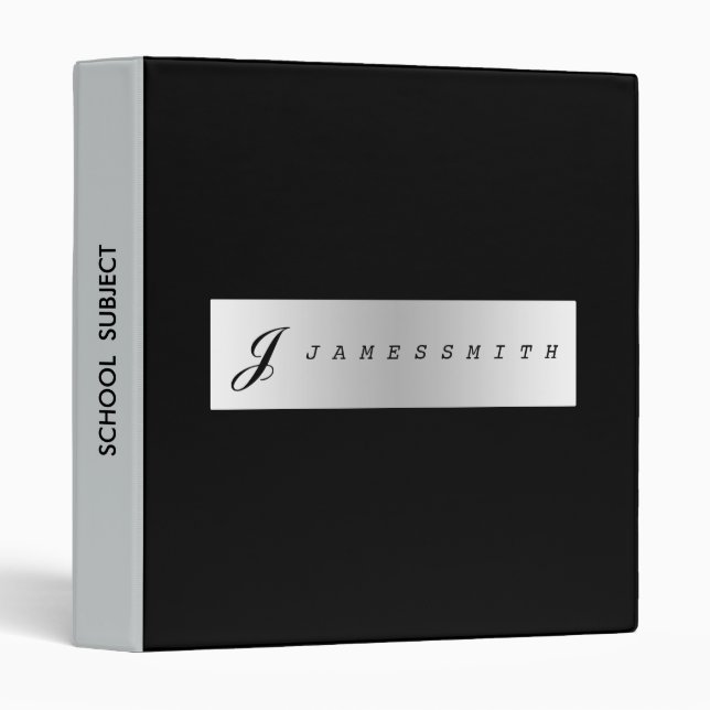 Black and Grey Badge Personalized Monogram Binder (Front/Spine)