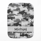 Black and Grey Camo Camouflage Name Personalized Burp Cloth Black and Grey Camo Camouflage Name Personalized Burp Cloth