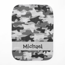 Black and Grey Camo Camouflage Name Personalized Burp Cloth Black and Grey Camo Camouflage Name Personalized Burp Cloth