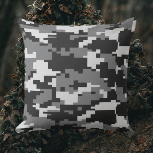 Black and Grey Camo Throw Pillow (Creator Uploaded)