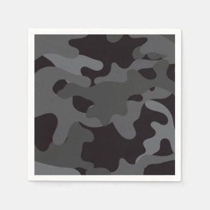 Black and Grey Camouflage Paper Napkins