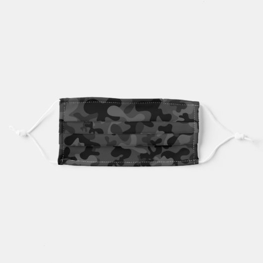 Black and grey camouflage pattern adult cloth face mask (Front, Folded)
