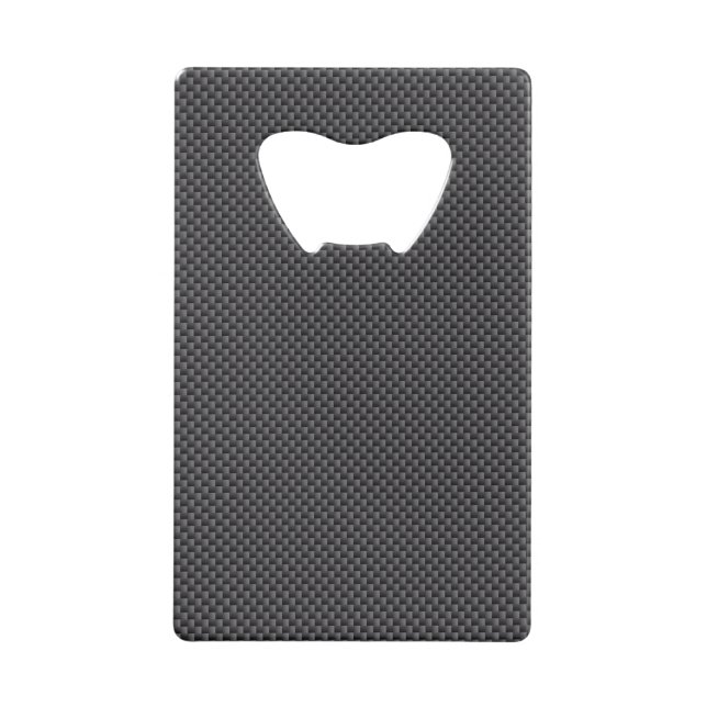 Black and Grey Carbon Fiber Polymer Credit Card Bottle Opener (Front)