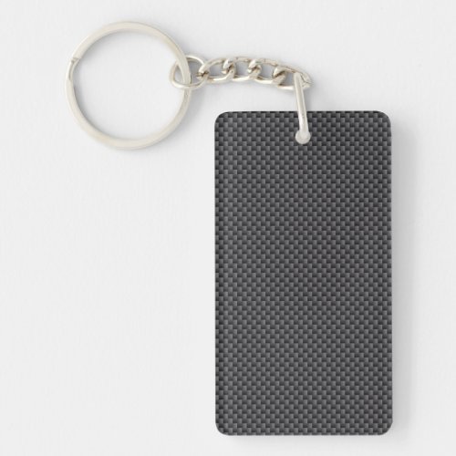 Black and Grey Carbon Fiber Polymer Keychain