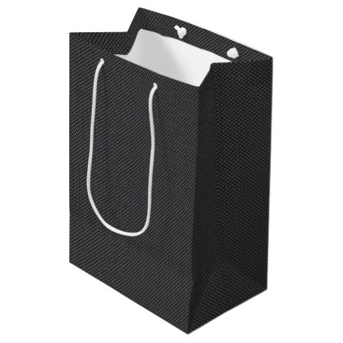 Black and Grey Carbon Fiber Polymer Medium Gift Bag