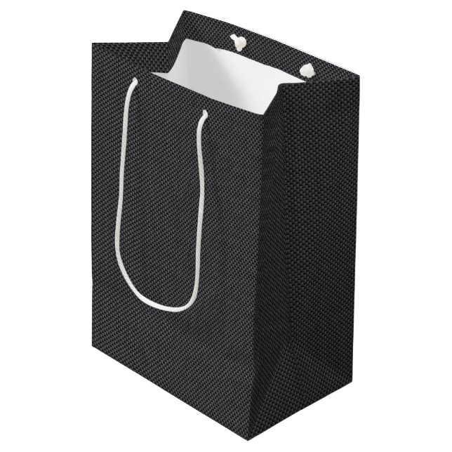Black and Grey Carbon Fiber Polymer Medium Gift Bag (Front Angled)