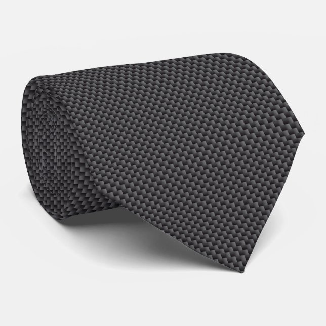 Black and Grey Carbon Fiber Polymer Neck Tie (Rolled)