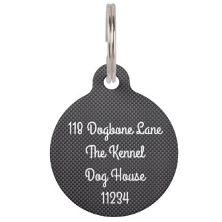 Black and Grey Carbon Fiber Polymer Pet ID Tag
