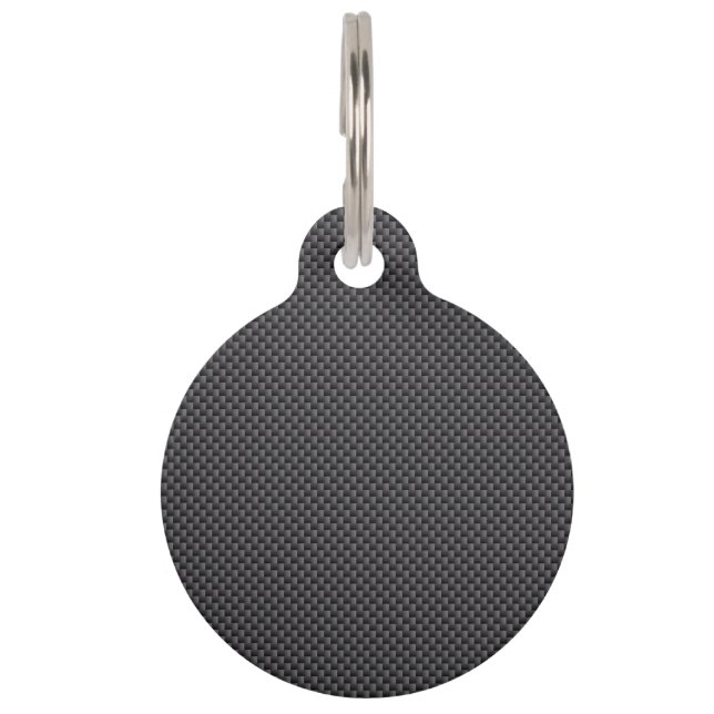 Black and Grey Carbon Fiber Polymer Pet Tag (Front)