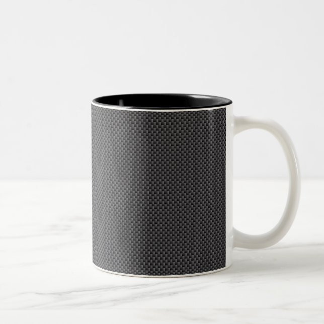 Black and Grey Carbon Fiber Polymer Two-Tone Coffee Mug (Right)