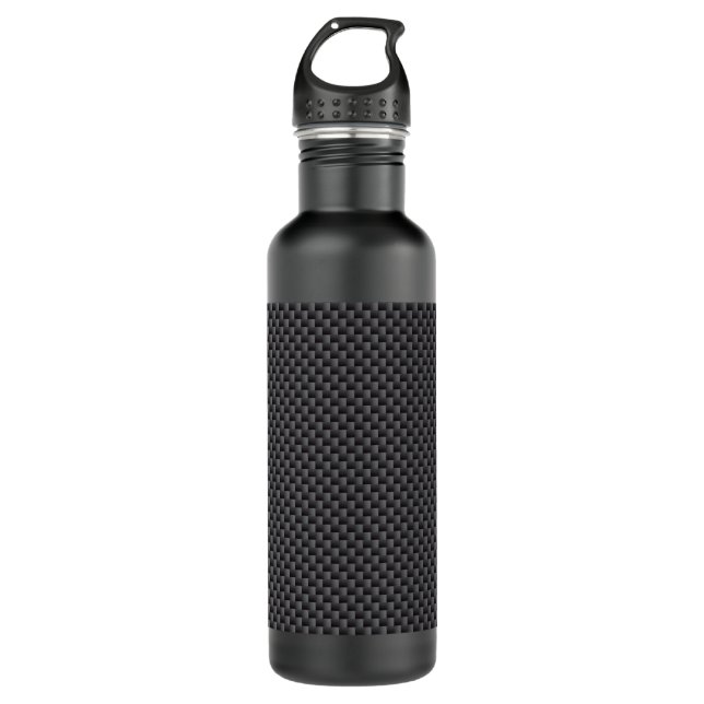 Black and Grey Carbon Fiber Polymer Water Bottle (Front)