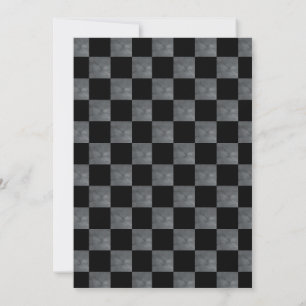 Black and Grey Checkered Birthday Party Invitation