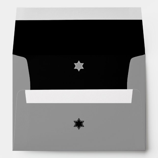 Black and Grey Color Block Bar Mitzvah Envelope (Back (Bottom))