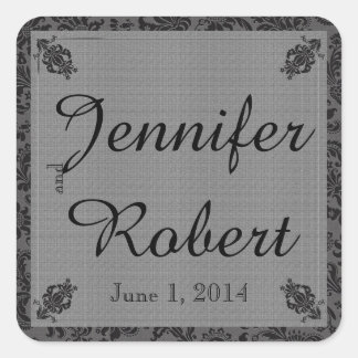 Black and Grey Damask Wedding Envelope Seal