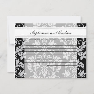 Black and Grey Damask Wedding Writable Advice Card