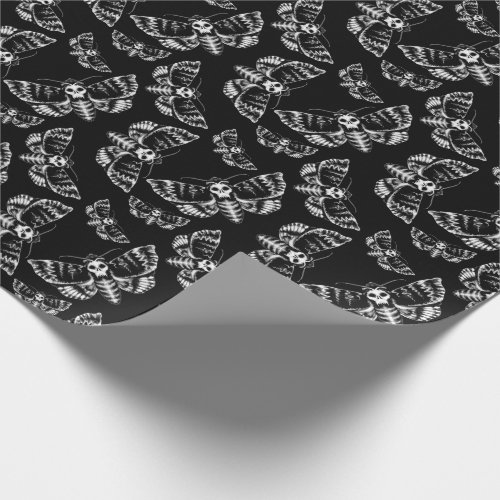 Black and Grey Deaths Head Hawk Moth Skull Gothic Wrapping Paper