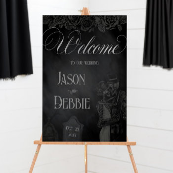 Black And Grey Floral Gothic Wedding Foam Board by YourMainEvent at Zazzle
