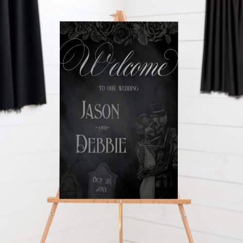 Black and Grey Floral Gothic Wedding Foam Board