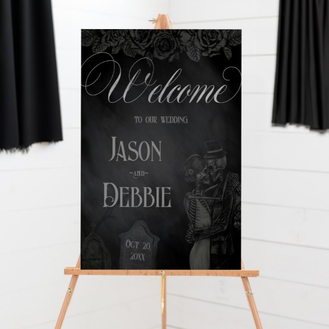 Black and Grey Floral Gothic Wedding Foam Board (Creator Uploaded)